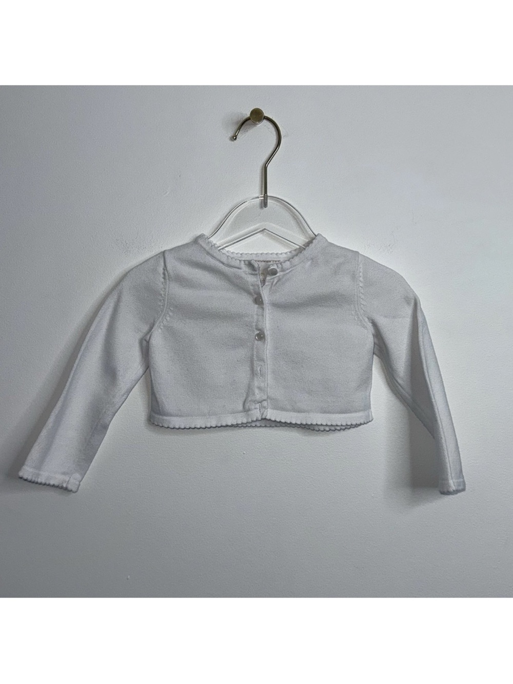 Jacadi Girl's Cropped Cardigan Bolero Sz 2A/88cm Cotton White with pearl button